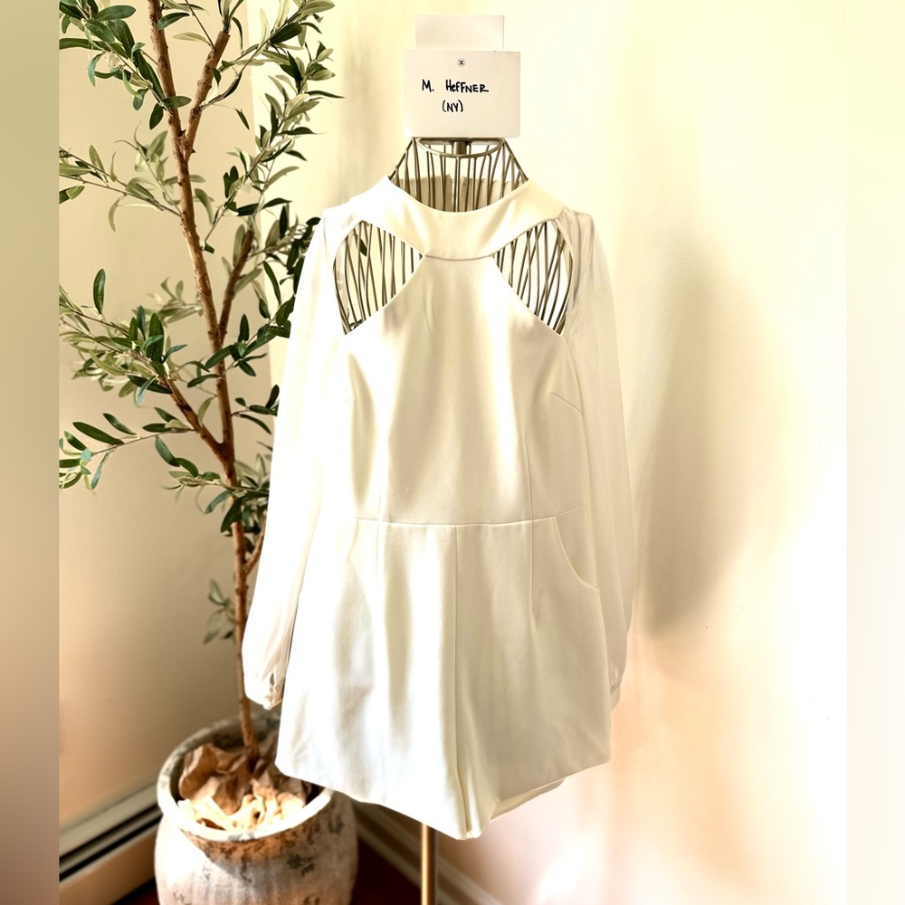 Formal Short Romper with Sheer Long Sleeves